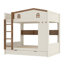Lit superposé double au-dessus de double avec lit gigogne et tablettes de rangement, lits superposés en bois massif avec crochets, aucun sommier nécessaire et naturel