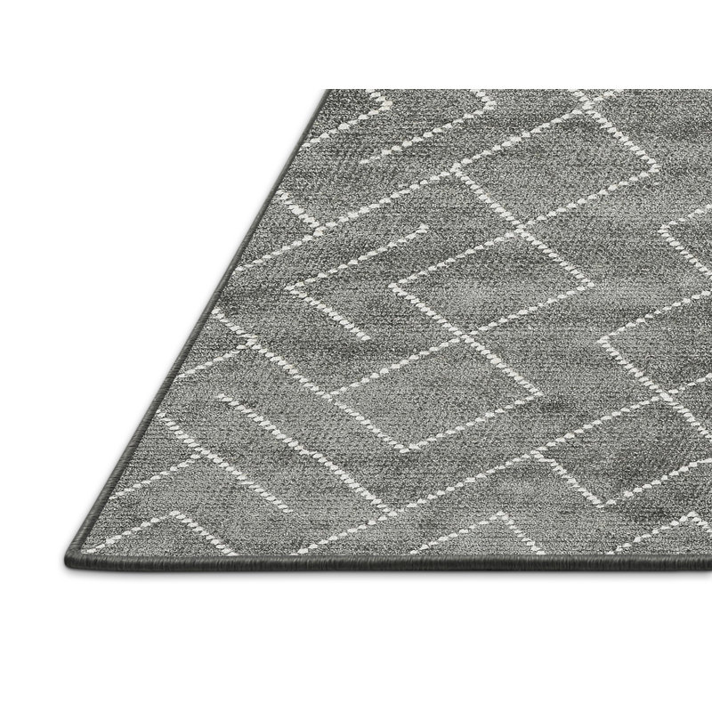 Tapis décoratif gris contemporain, Rectangle 8 pi x 12 pi