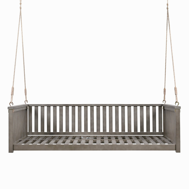 Balancelle de jardin en bois avec corde pour la cour arrière, Grey