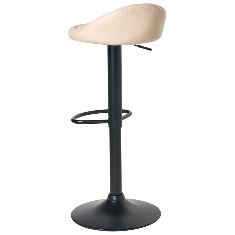 Swivel Upholstered Adjustable Height Counter Stool with Metal Frame, Beige
