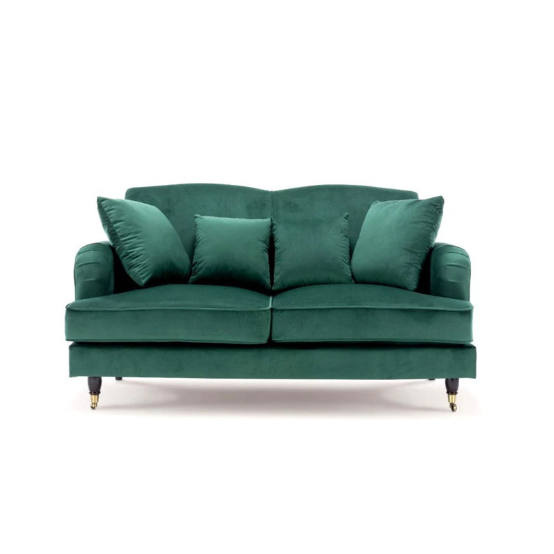 Penermon 150Cm Roll Arms Sofa, Emerald Green Velvet, 2