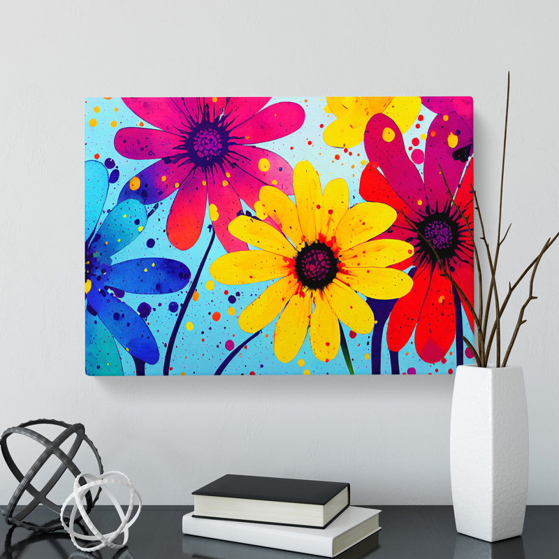 Daisy Flower Splash Vol.4 Abstract - Wrapped Canvas Print, 35cm H x 50cm W x 3cm D