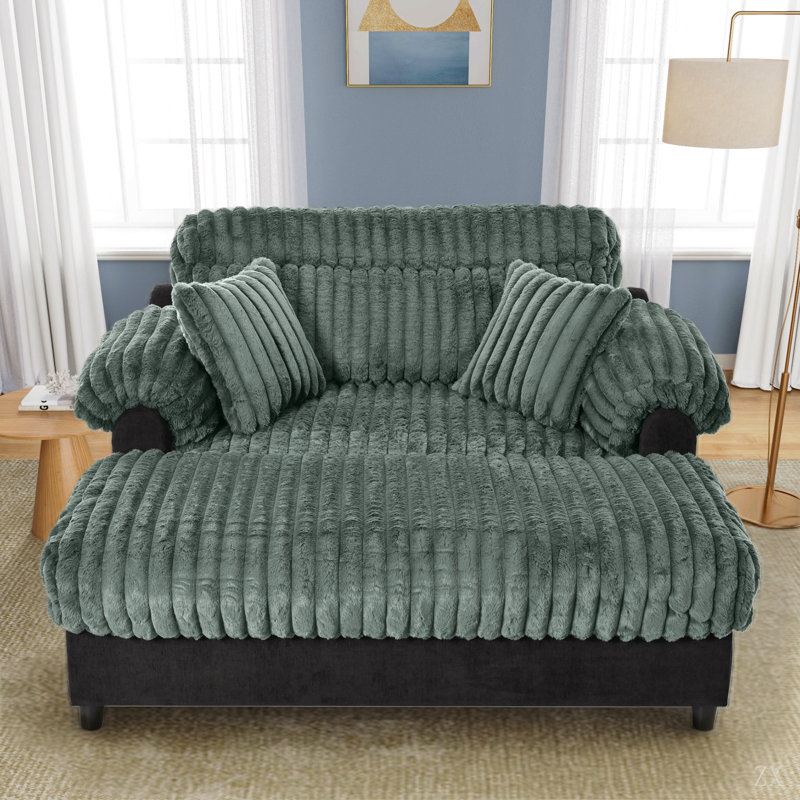 Canapé méridienne moderne 62 po Cloud, Vert, Vert