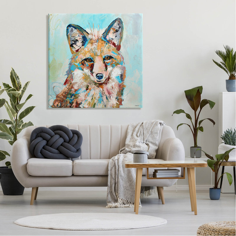 Art mural moderne sur toile, "Modern Fox" par Jen Seeley, H 36 po x l 36 po x P 1,5 po