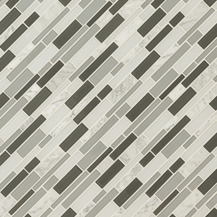 Interlocking Random Sized Metal/Glass Mosaic Sheet Tile