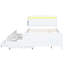 Lit double avec tête de lit à DEL, lit gigogne simple, 3 tiroirs, rangement, bois massif blanc robuste et structure de rangement pour tête de lit-129990319