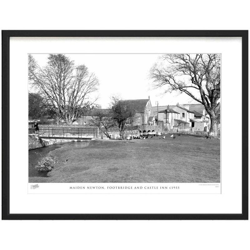 Maiden Newton, Footbridge And Castle Inn C1955 by Francis Frith - Single Picture Frame Print, 28cm H x 36cm W x 2.3cm D