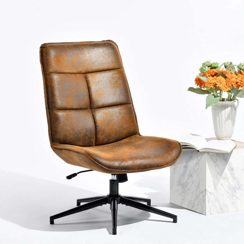 Maisee 26'' Wide 360° Swivel Side Accent Chair for Living Room, Brown Suede