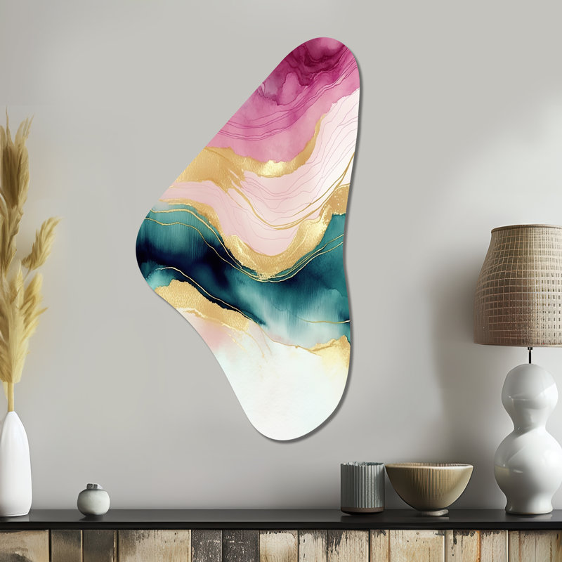 «Abstract Geode Marble Waves», art mural asymétrique en métal, H 39 po x l 21 po x P 1 po