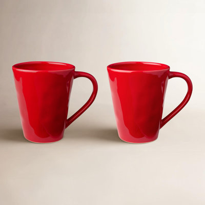 Berry Red Christmas Mugs Set of 4 – Vibrant Red Ceramic Coffee Cups for Holidays, Winter Cocoa, Everyday Use – Durable Dishwasher Safe Stoneware – Festive Hot Beverage Cups