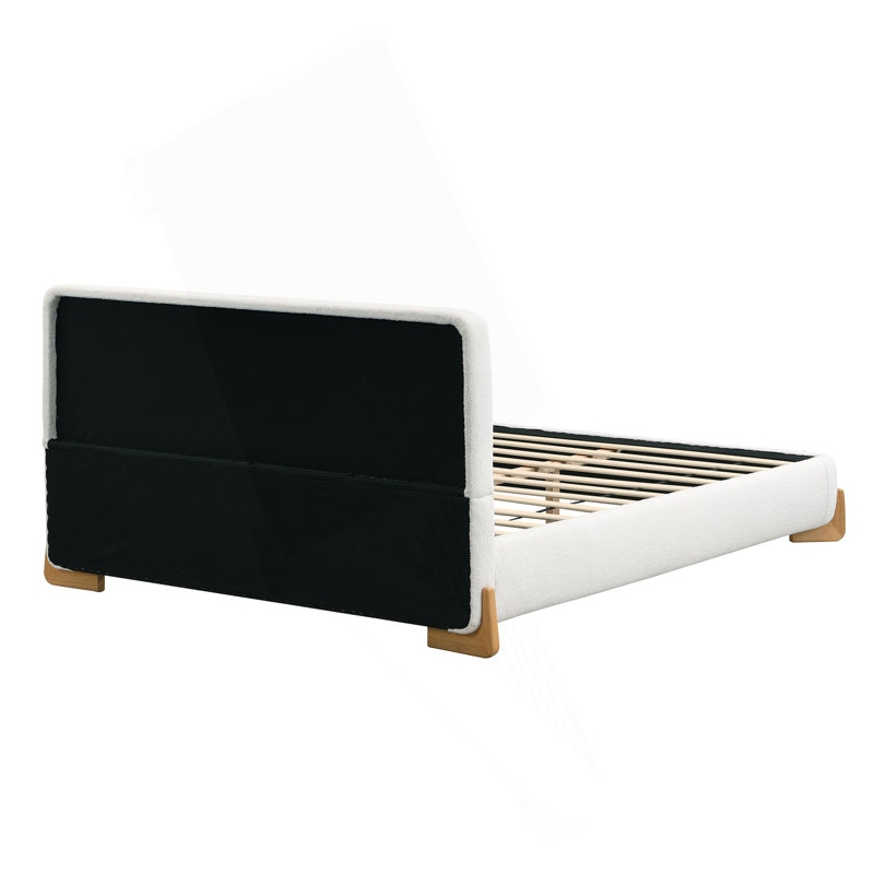 Élégant lit rembourré Boucle, une pièce maîtresse de chambre luxueuse et confortable, Double