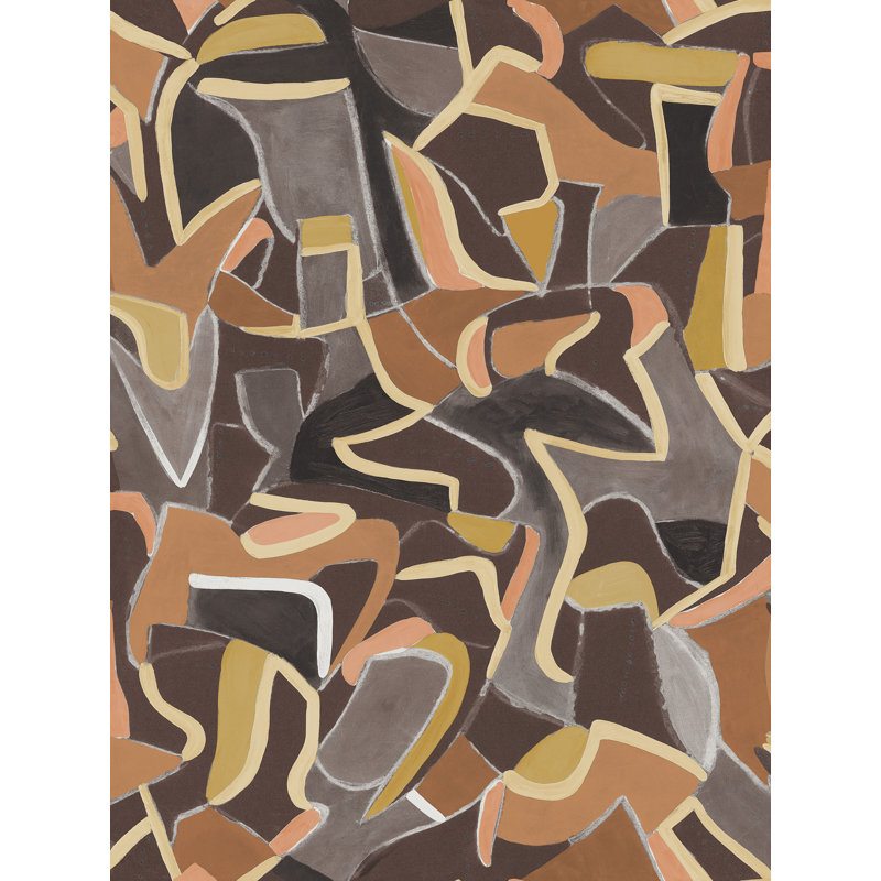 10m x 60cm Jigsaw Wallpaper Roll, Yellow/Brown/Grey