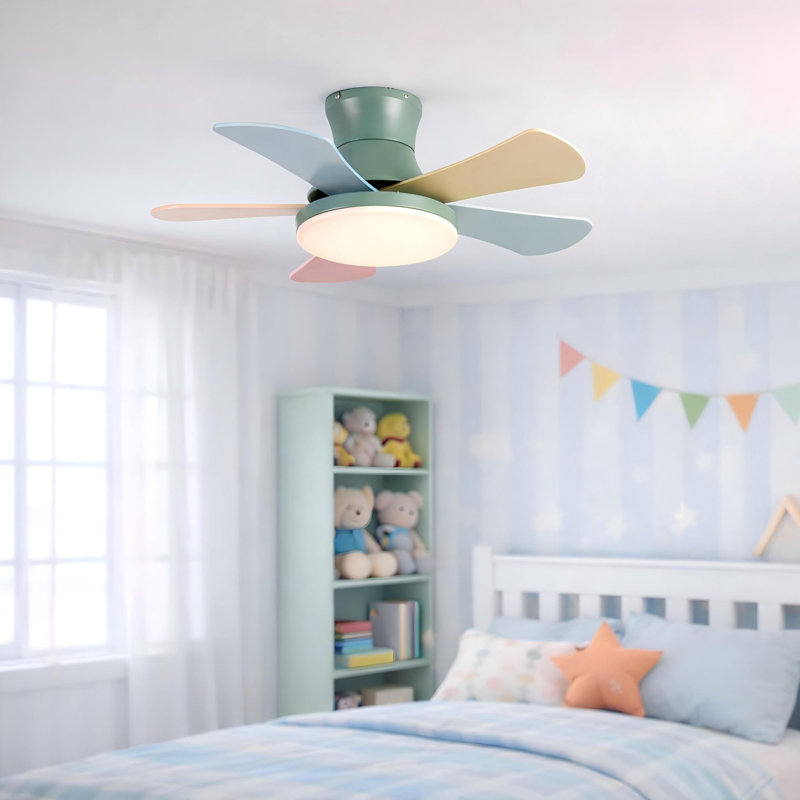 Ventilateur de plafond à DEL 36 couleurs à intensité variable 36 pouces avec télécommande pour chambres d'enfant