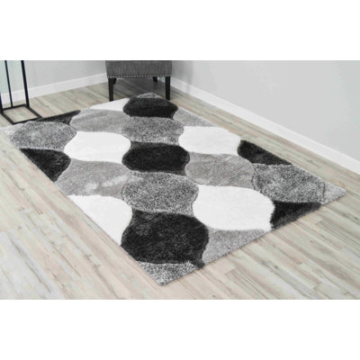 Modern Arriola Shag Abstract Geometric Rug For Living Room Bedroom