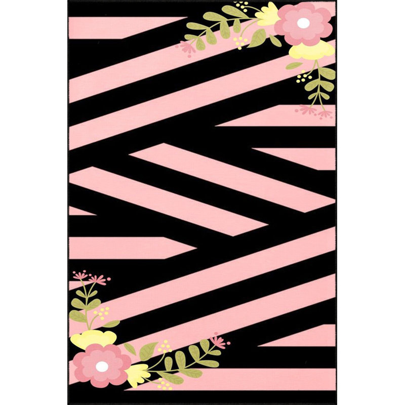 Tapis décoratif lavable à la machine rose, Sous-tapis carré 3 pi 3 po inclus