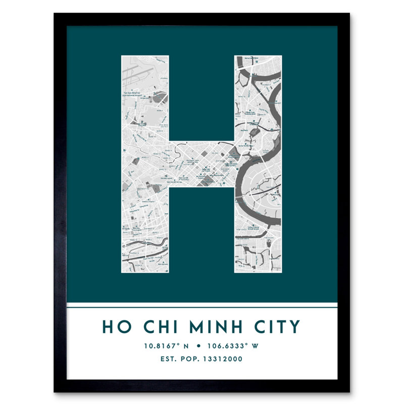 Ho Chi Minh City Vietnam City Map 1 Piece Single Picture Frame Wall Art
