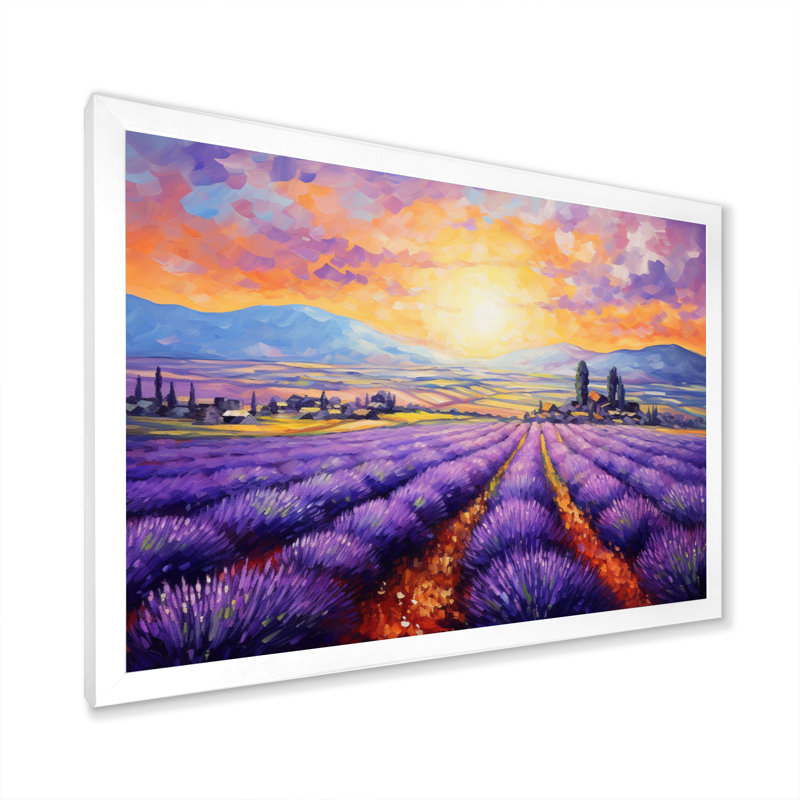 Vangogh Lavender Fields I, encadré sur toile par Vincent Van Gogh, peinture, H 16 po x l 32 po x P 1 po, Cadre simple blanc