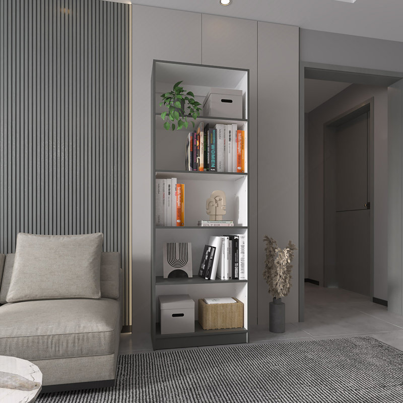 Matt Gray And White 5-Shelf Bookcase, Gray/White