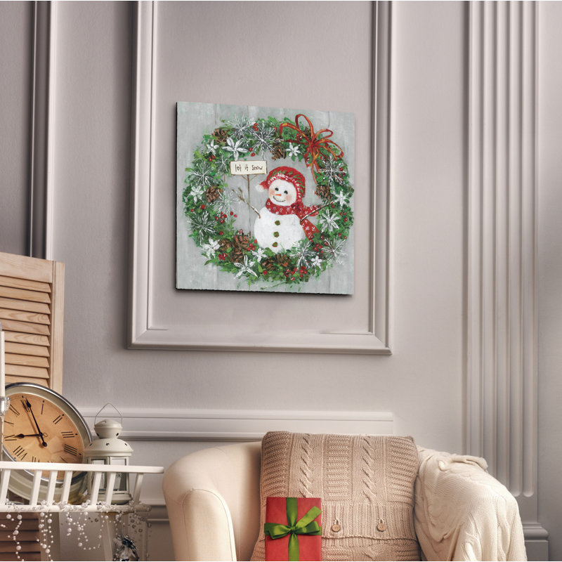 « mme bonhomme de neige », peinture, H 16 po x l 16 po x P 1,5 po, Toile tendue