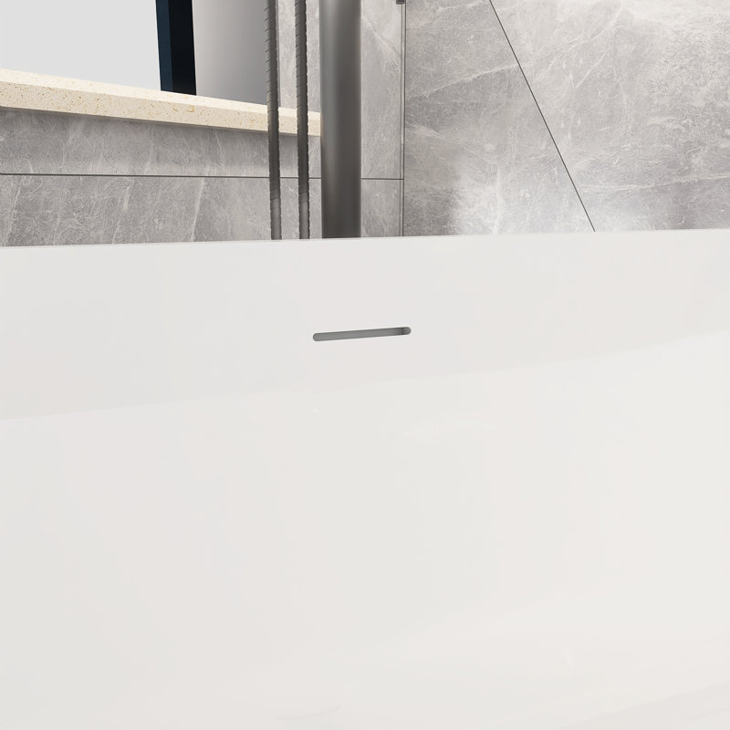 66.93'' x 29.5'' Freestanding Soaking Solid Surface Bathtub