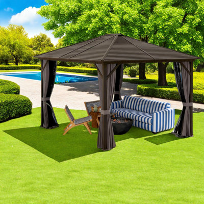 Sturdy Steel Frame Canopy Gazebo, Modern Design For Outdoor Entertaining