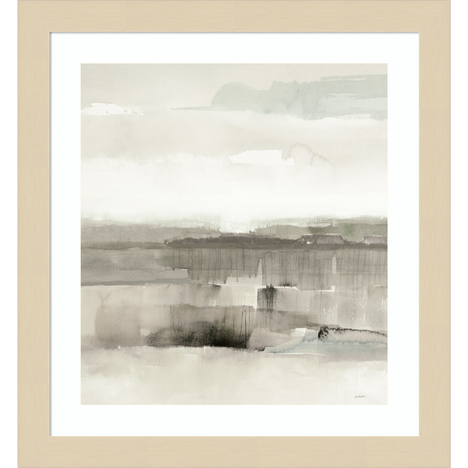 Influence Of Line And Color Neutral Crop by Mike Schick, Brown Framed Paper, 13.12" H x 12.12" W x 0.88" D