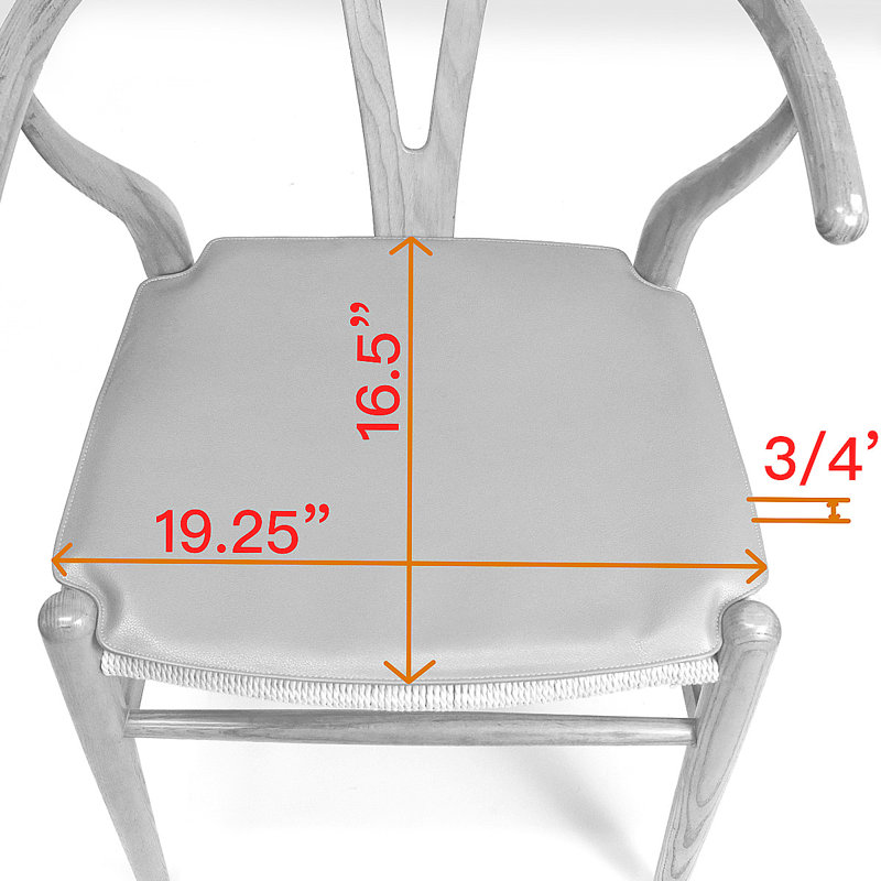 Wishbone Style Wood Arm Dinning Chair 0.75" Faux Leather Pad, Natural