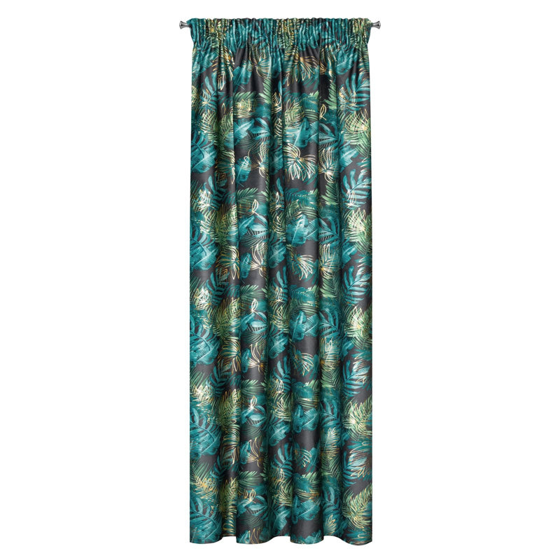 Blackout Curtain Panel Pair Single Panel, Black Tape