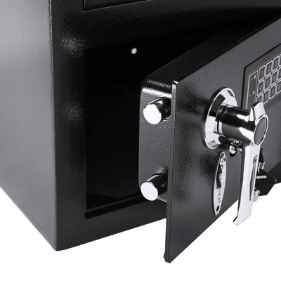 72 Cu Ft Keypad Safe With Two Pin Codes & Fishing Design, Solid, Black, 14.15 In. Depth, Width, 15.76 Height, 41.19 Lb Baffles Codes, Steel, D X W H,