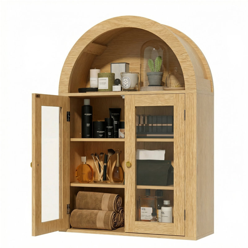 Armoire de salle de bain murale à arche 31,5 po, beige, Beige