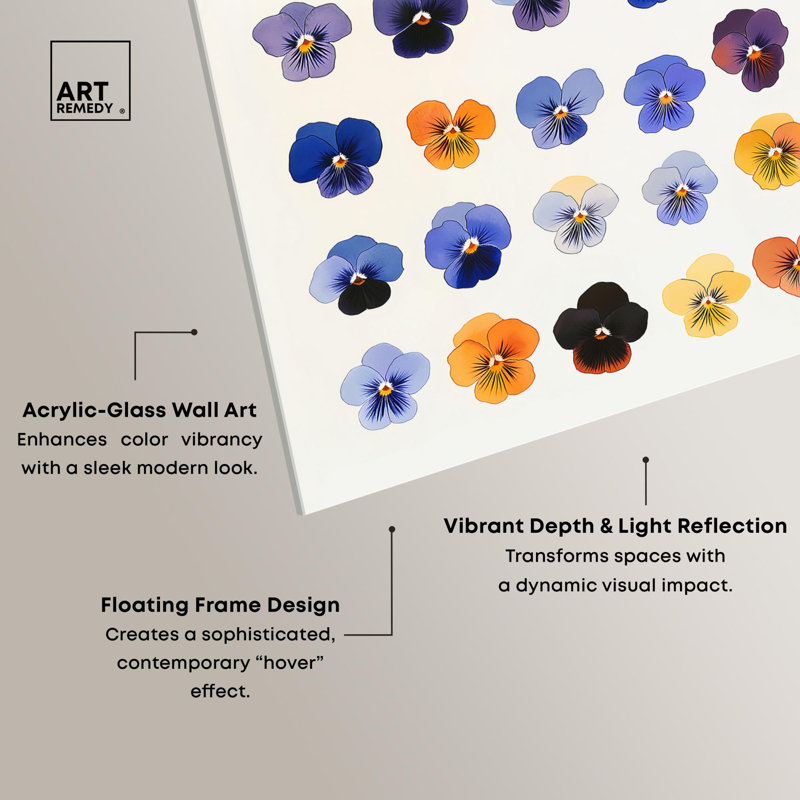 «Pansy Patch Grid II», reproduction d'art acrylique sur toile par Art Remedy, H 20 po x l 16 po