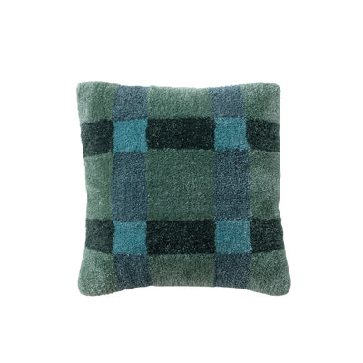 Fabric Tufted Indoor/Outdoor Pillow With Plaid Pattern