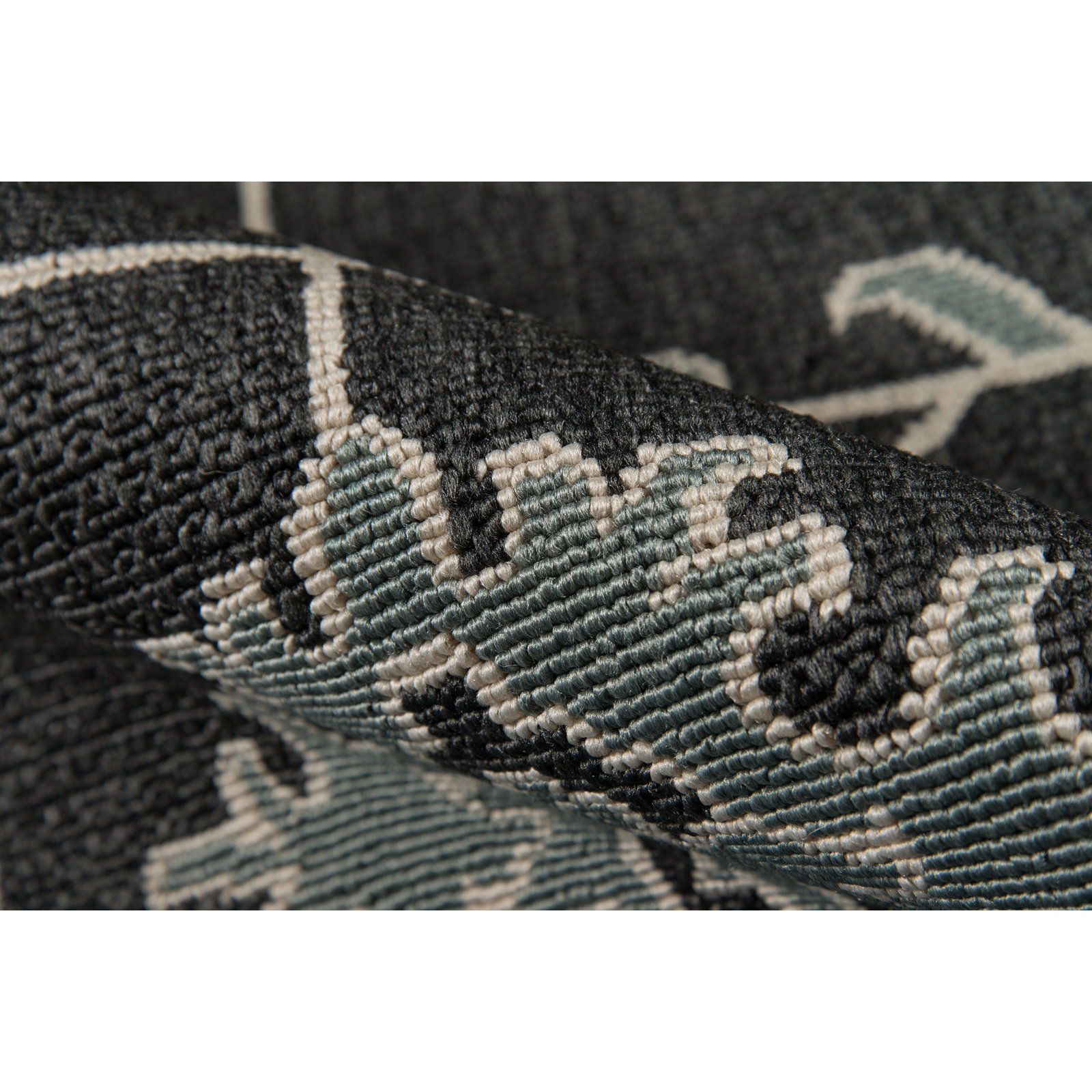 Adrienne Charcoal Floral Outdoor Rug, Rectangle 6'7" x 9'6"