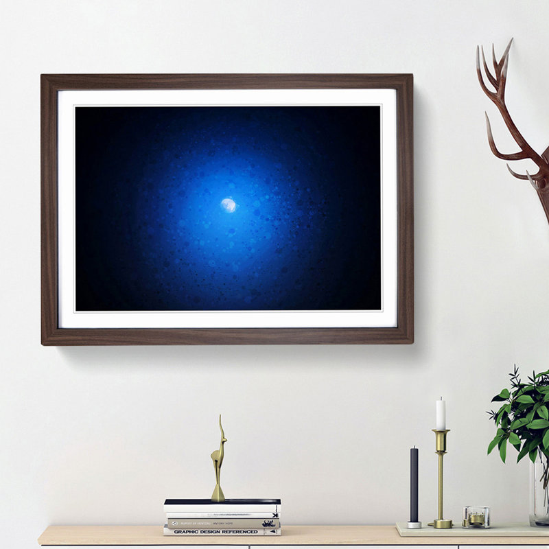 Half Moon in Abstract - Picture Frame Graphic Art Print, 36cm H x 48cm W x 2cm D, Walnut Framed