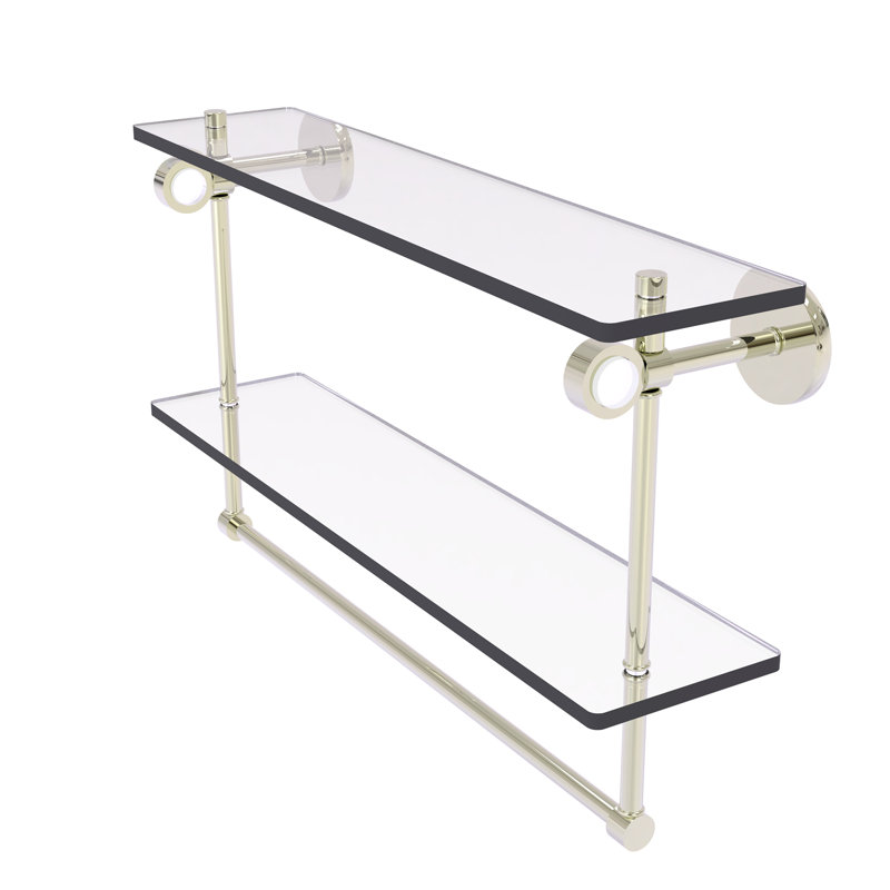 Tablette murale en verre double meuble-lavabo Margolis, H 12,8 po x l 22 po x p 5,6 po, Nickel poli
