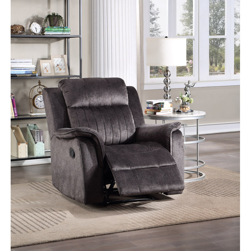 Upholstered Swivel Recliner, Dark Gray Polyester