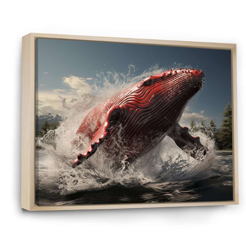 Impression sur toile encadrée, "Coastal baleines", H 12 po x l 20 po x P 1 po, Cadre flottant brun