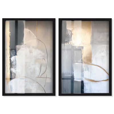 Décoration de salon à distance Distant Gilded Shores Duo par Art Remedy, cadre noir, 20 x 30
