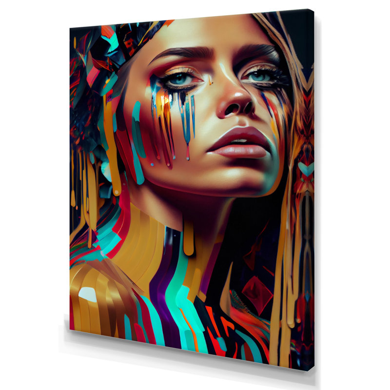 «Vibrant Creative Woman Portrait III», impression sur toile, H 32 po x l 24 po x P 1 po, Toile tendue