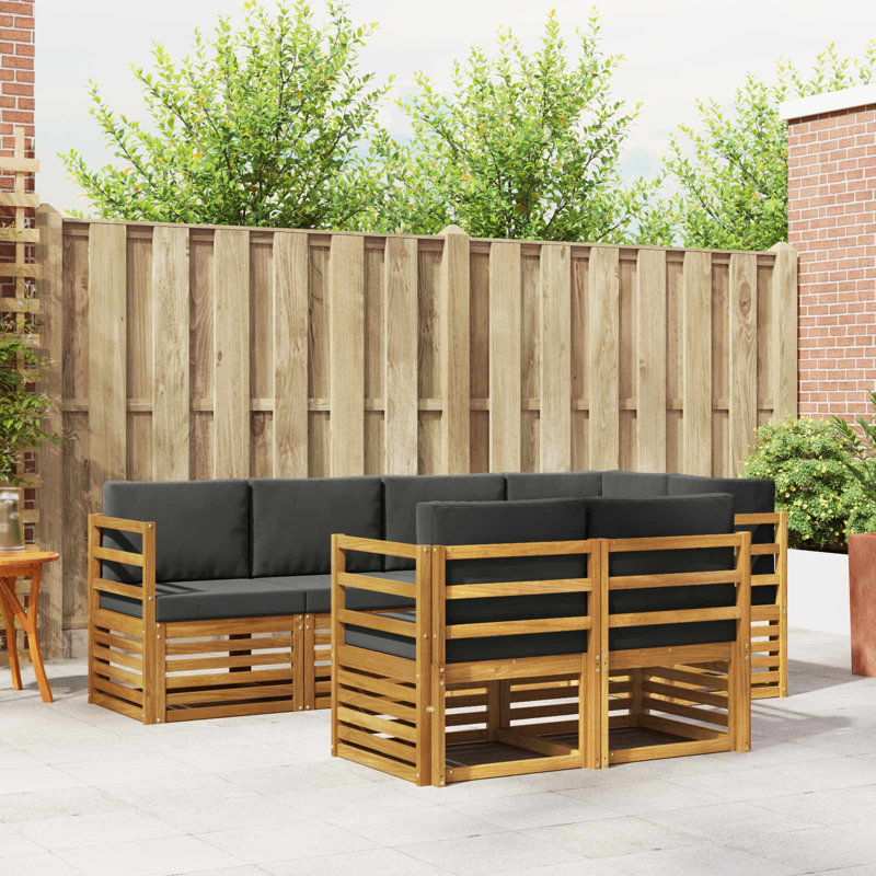  Ensemble de canapé 7 pièces en bois d'acacia massif naturel et anthracite