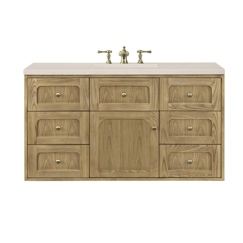 Laurent 48'' W Single Vanity, White Zeus, 8" Widespread, Light Natural Oak