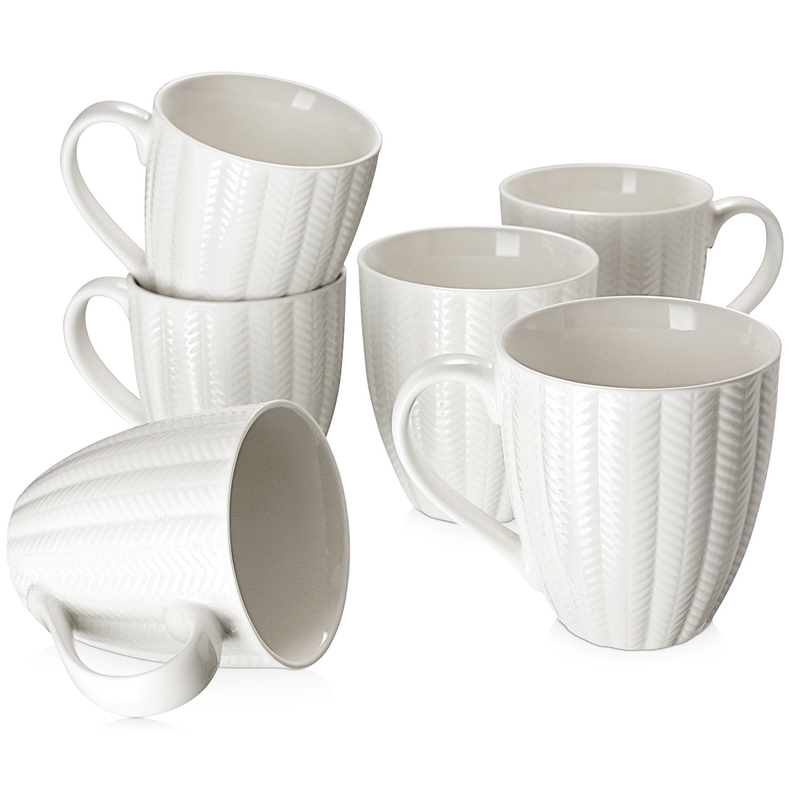 LIFVER 20 oz Coffee Mugs Set of 4, Speckled Big White Mugs with Large  Handles for