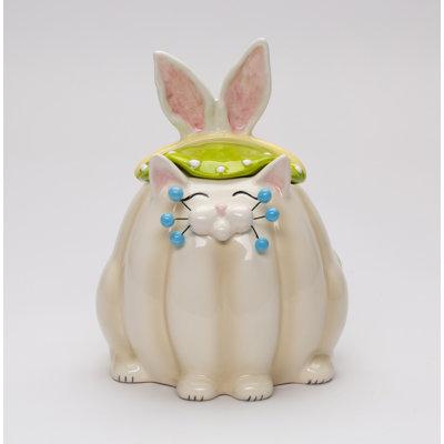 Whisker Cat Dressed As Easter Bunny Candy Jar