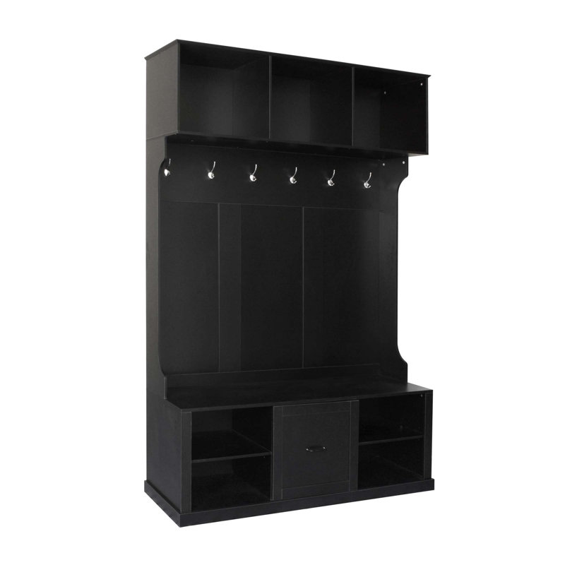 Modern 3-in-1 Design Multifunctional Storage Hall Tree, Black