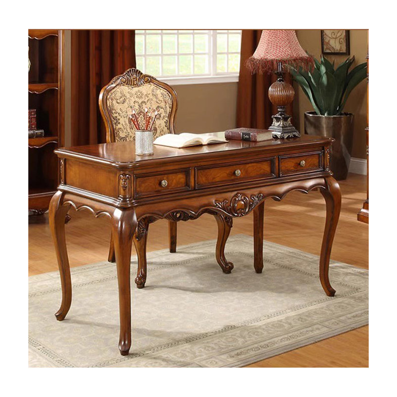 Bureau en bois massif de style européen, H 30,71 po x l 55,12 po x P 23,62 po