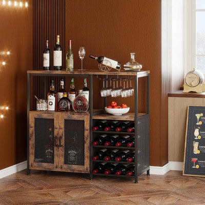 Bar Cabinet with Wine Rack, Liquor Storage Cabinet, Home Wine Bar Furniture, Buffet Sideboard with Storage