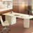 Cream Wood Sintered Stone Writing Desk-66699877