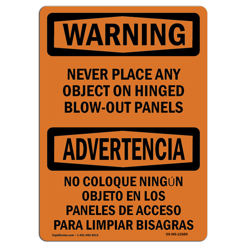 Warning Sign, 18" H x 12" W x 0.1" D