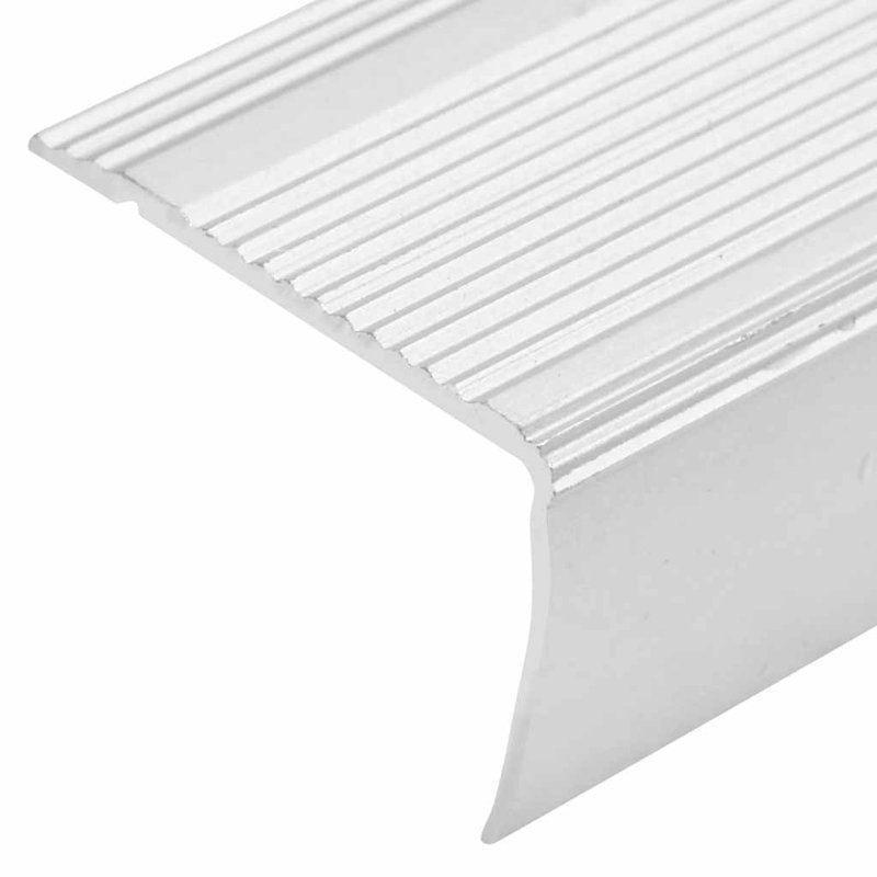 Nez de marche en aluminium en forme de L 5 pièces, Argent, Rectangle 35,4 po x 1,4 po