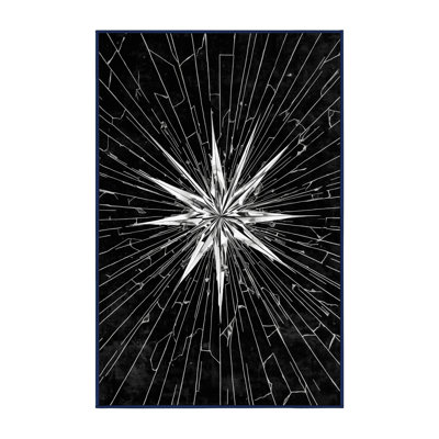 Machine Washable Wynsum Art Deco Starburst Rug in Blue – Navy Binding